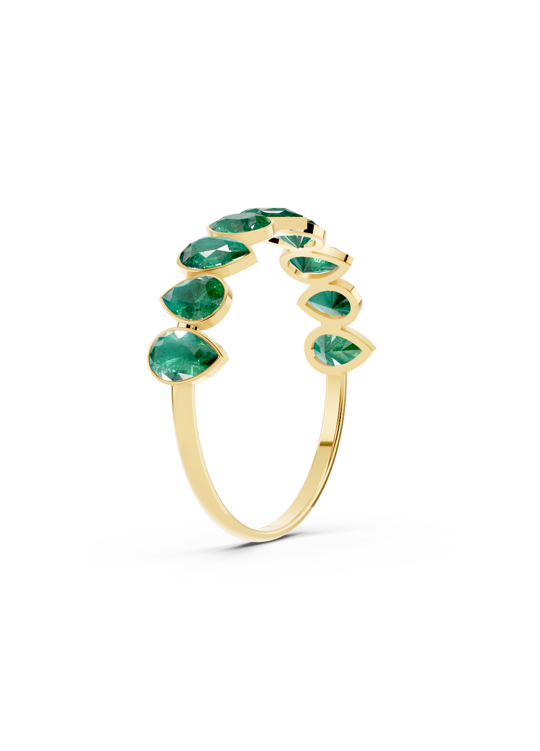 Emerald Alternating Pear Eternity Ring