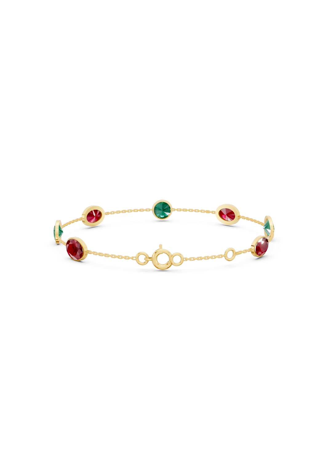 Ruby and Emerald Duet Solitaire Strand Bracelet