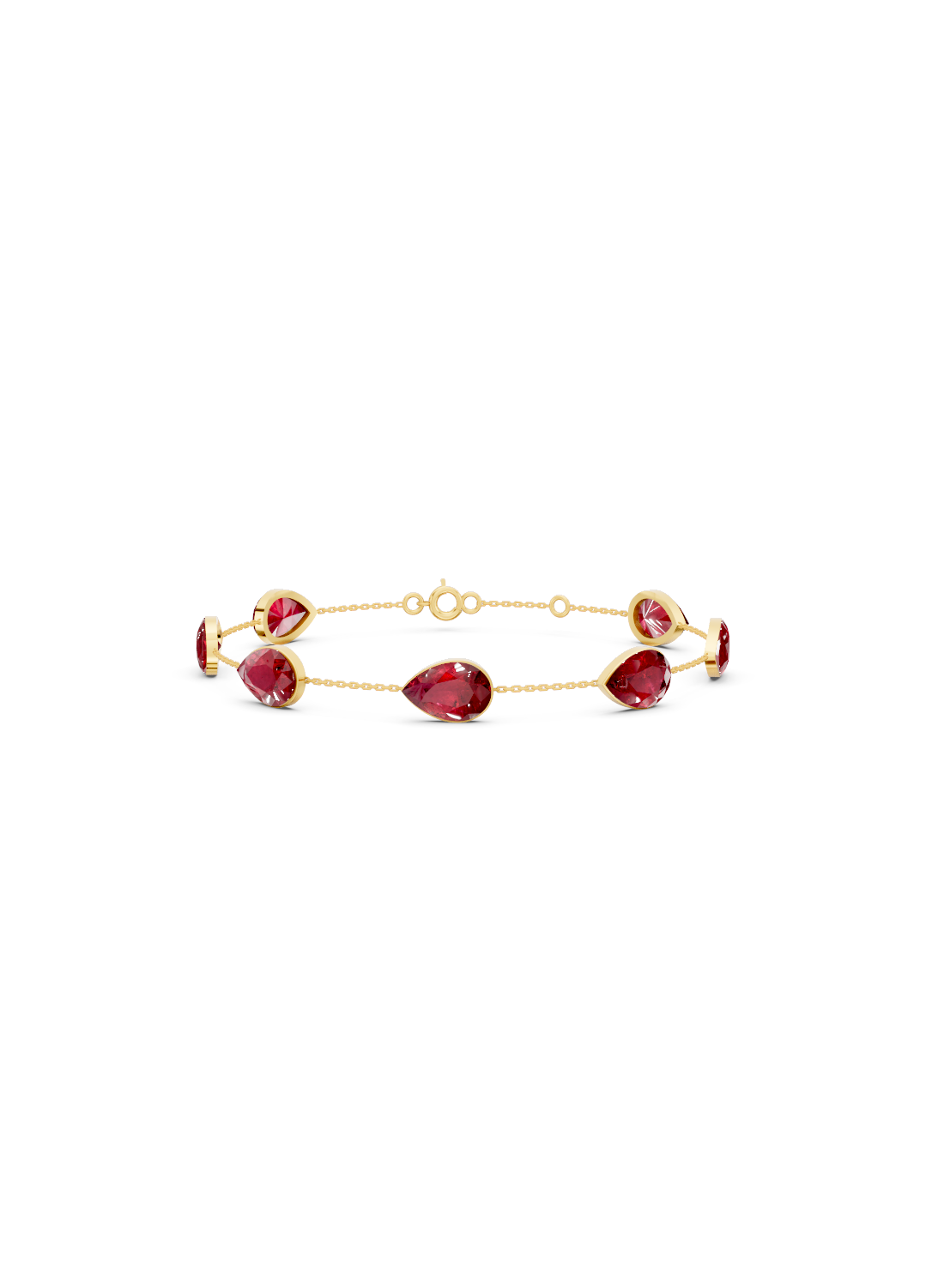 Pear-Cut Ruby Bezel-Set Delicate Bracelet