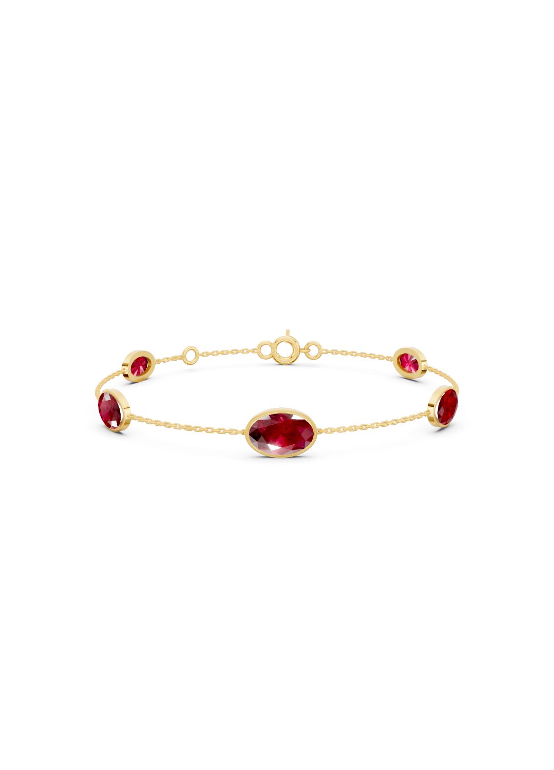Crimson Ruby Solitaire Strand Bracelet