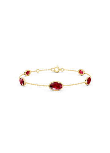 Crimson Ruby Solitaire Strand Bracelet