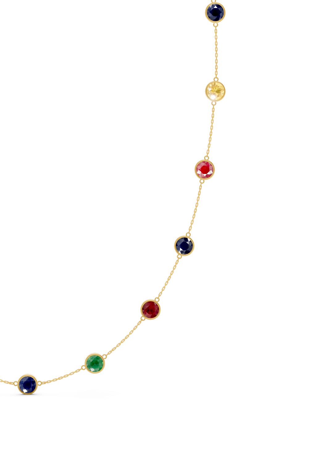 Multicolor Gemstone Bezel-Set Necklace