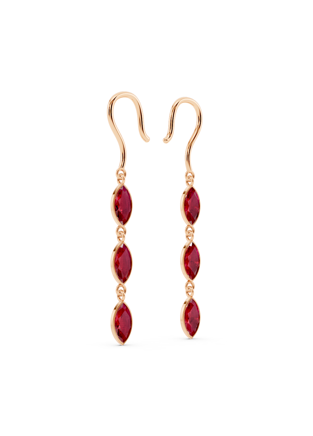 Triple Marquise Ruby Drop Earrings