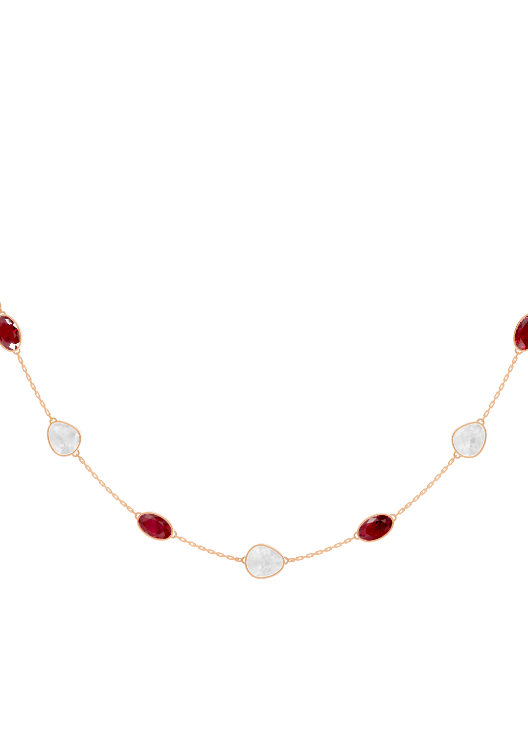 Ruby and Opal Bezel-Set Necklace