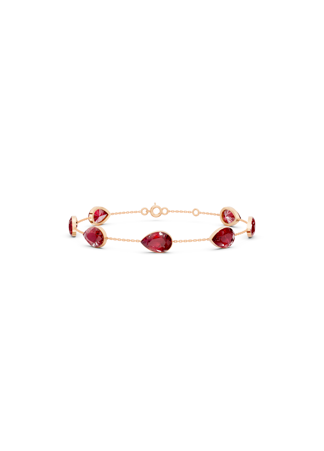 Pear-Cut Ruby Bezel-Set Delicate Bracelet