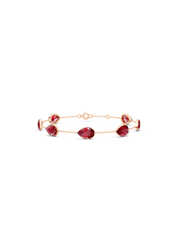 Pear-Cut Ruby Bezel-Set Delicate Bracelet