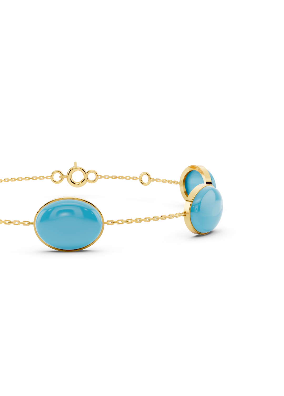 Blue Turquoise Solitaire Strand Bracelet