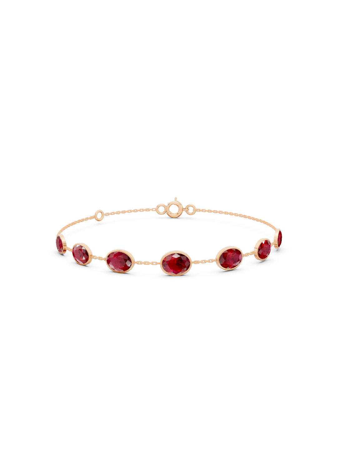 Scarlet Glow Ruby Solitaire Strand Bracelet