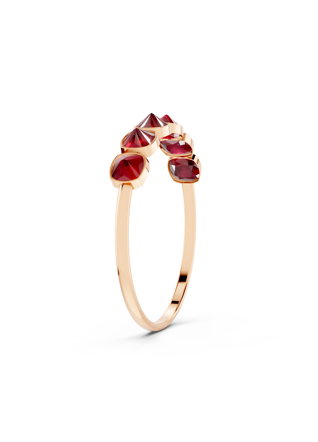 Ruby Pyramid Half Ring