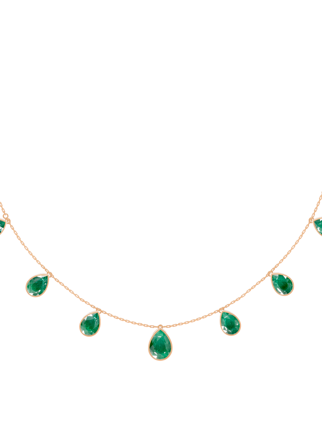 Emerald Drop Bezel-Set Necklace