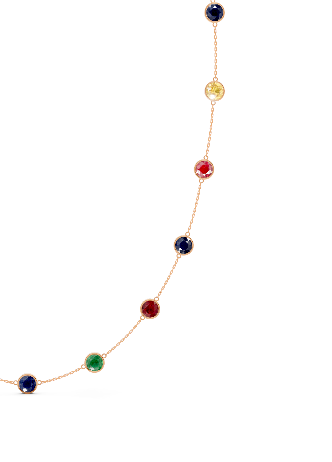 Multicolor Gemstone Bezel-Set Necklace