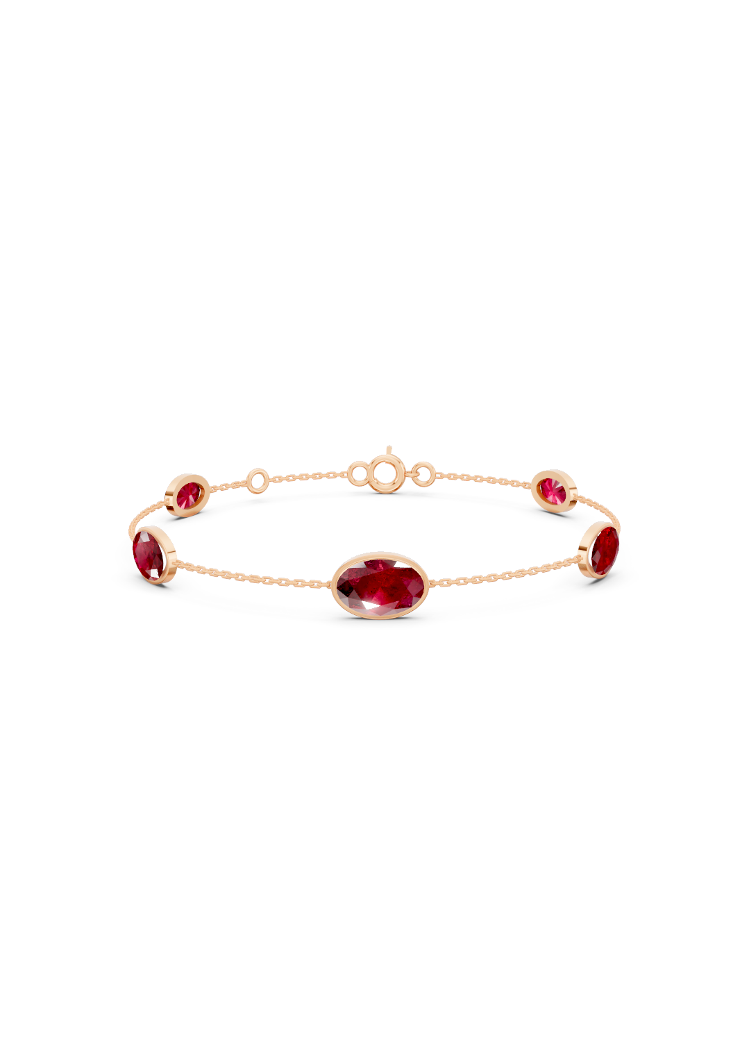 Crimson Ruby Solitaire Strand Bracelet