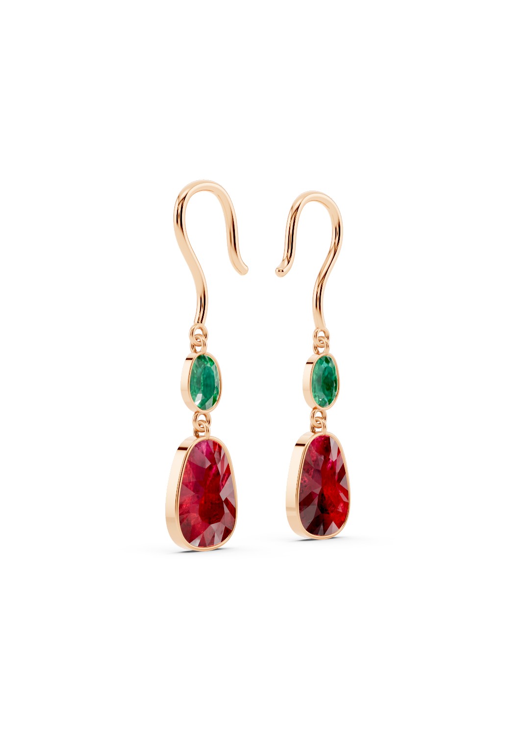 Emerald and Ruby Drop Earrings