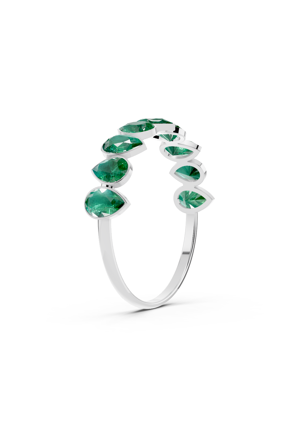 Emerald Alternating Pear Eternity Ring