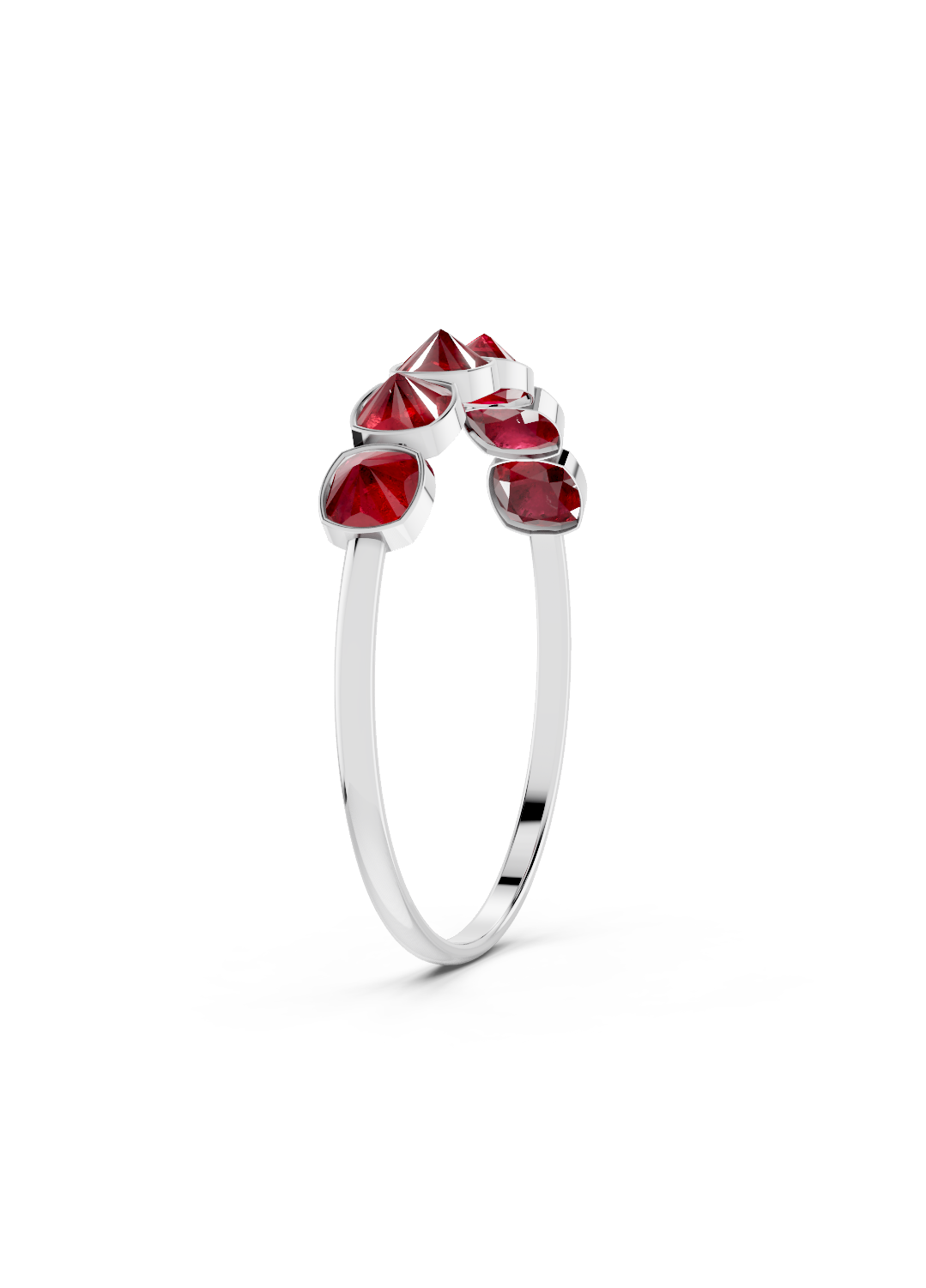 Ruby Pyramid Half Ring