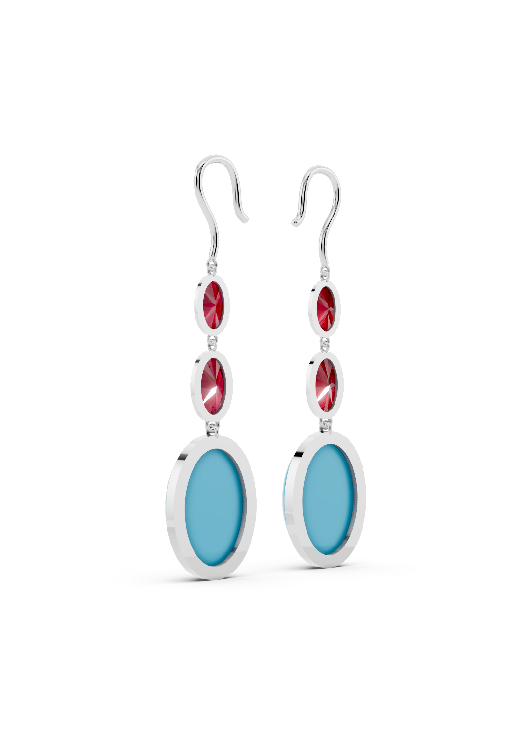 Ruby and Turquoise Drop Earrings
