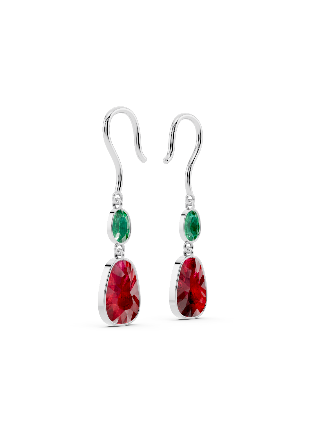 Emerald and Ruby Drop Earrings