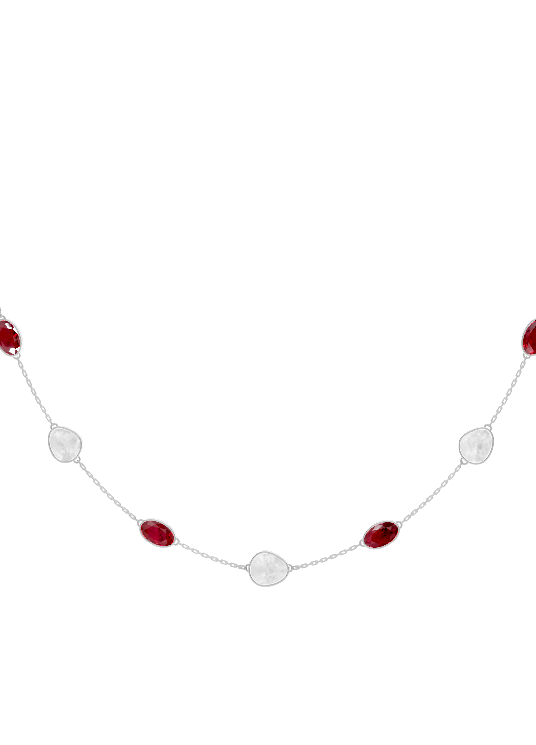 Ruby and Opal Bezel-Set Necklace