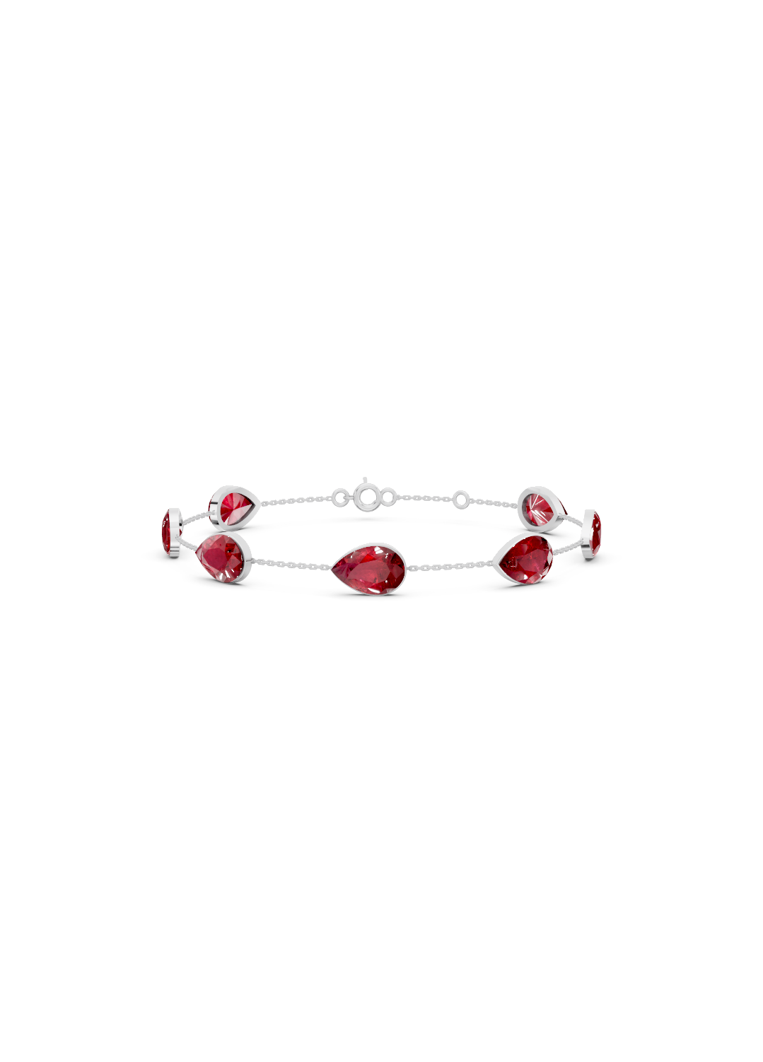 Pear-Cut Ruby Bezel-Set Delicate Bracelet