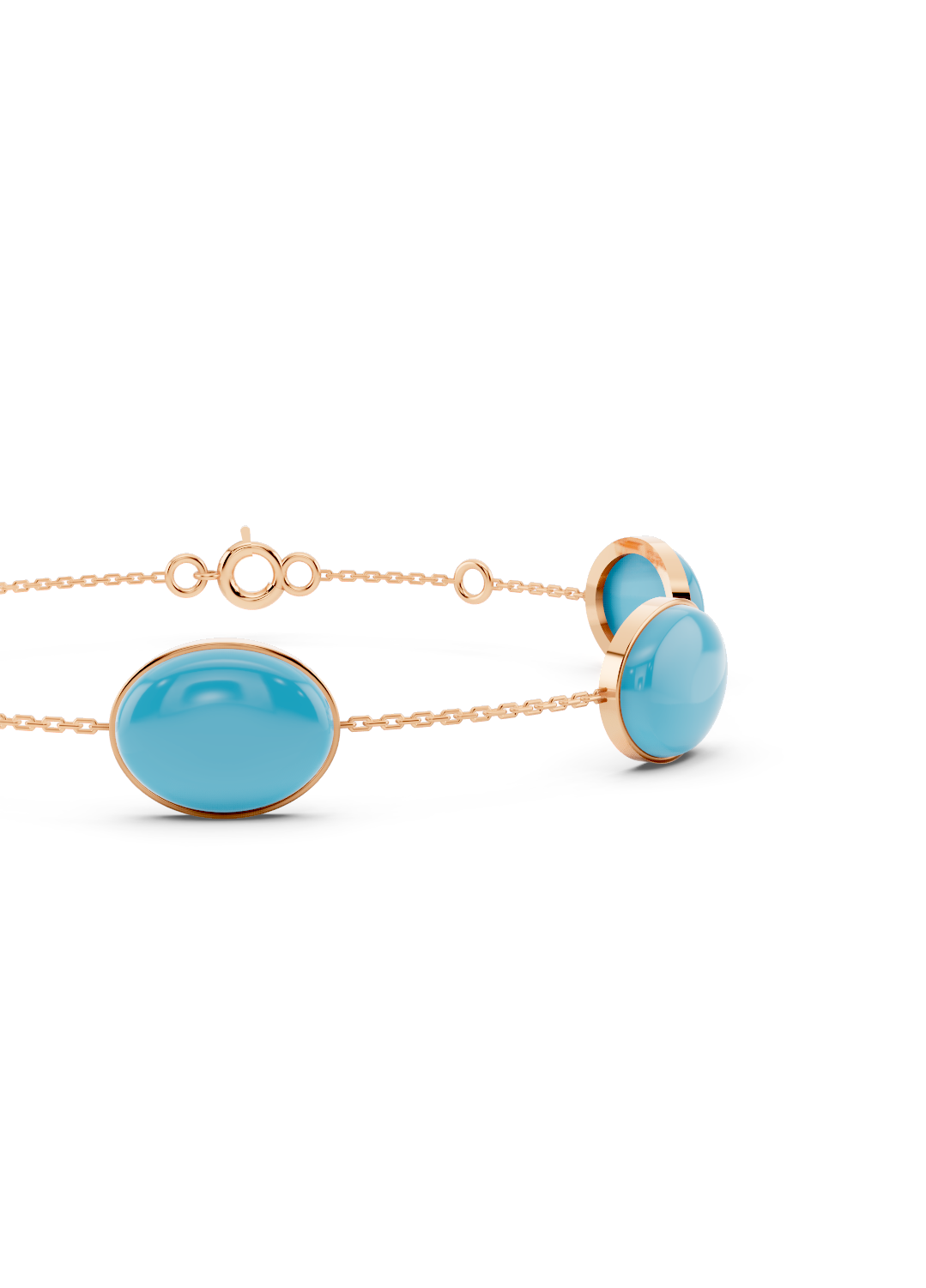 Blue Turquoise Solitaire Strand Bracelet