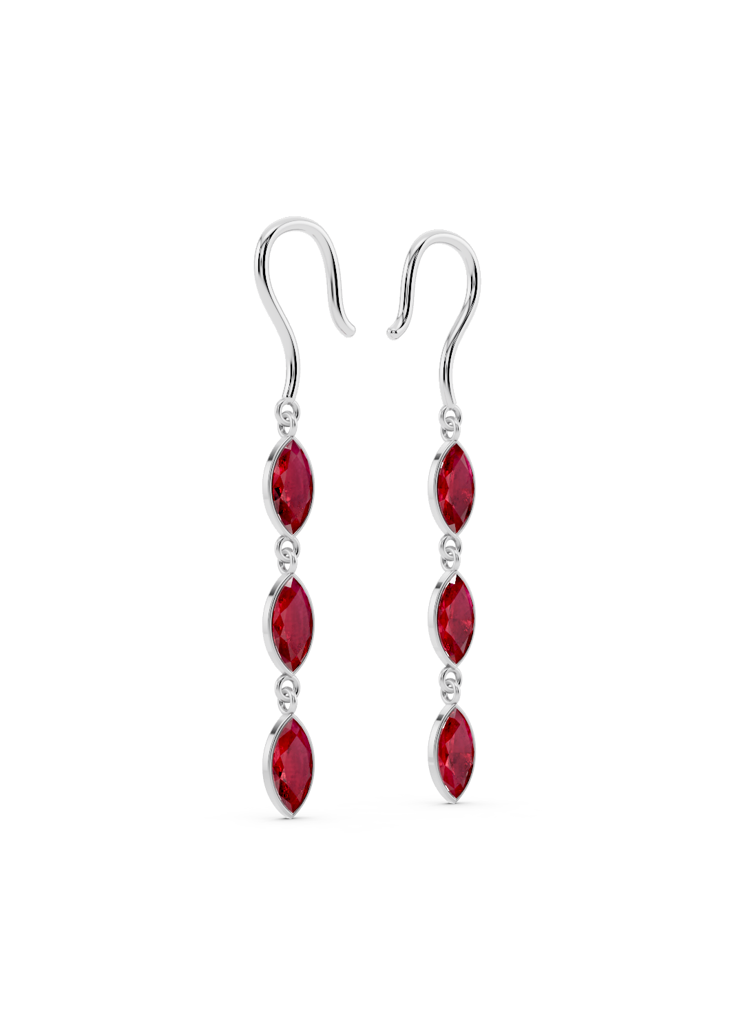 Triple Marquise Ruby Drop Earrings