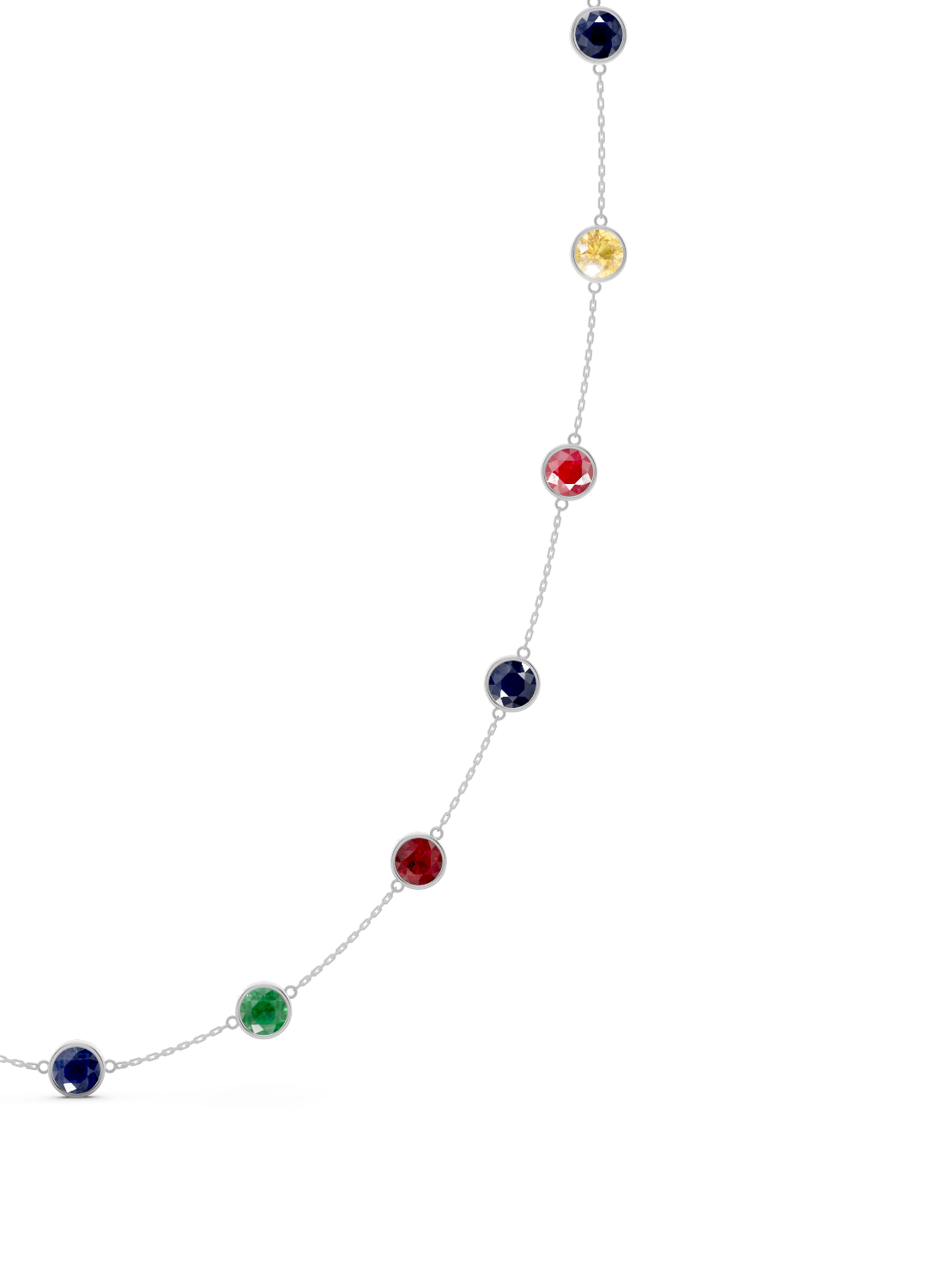 Multicolor Gemstone Bezel-Set Necklace