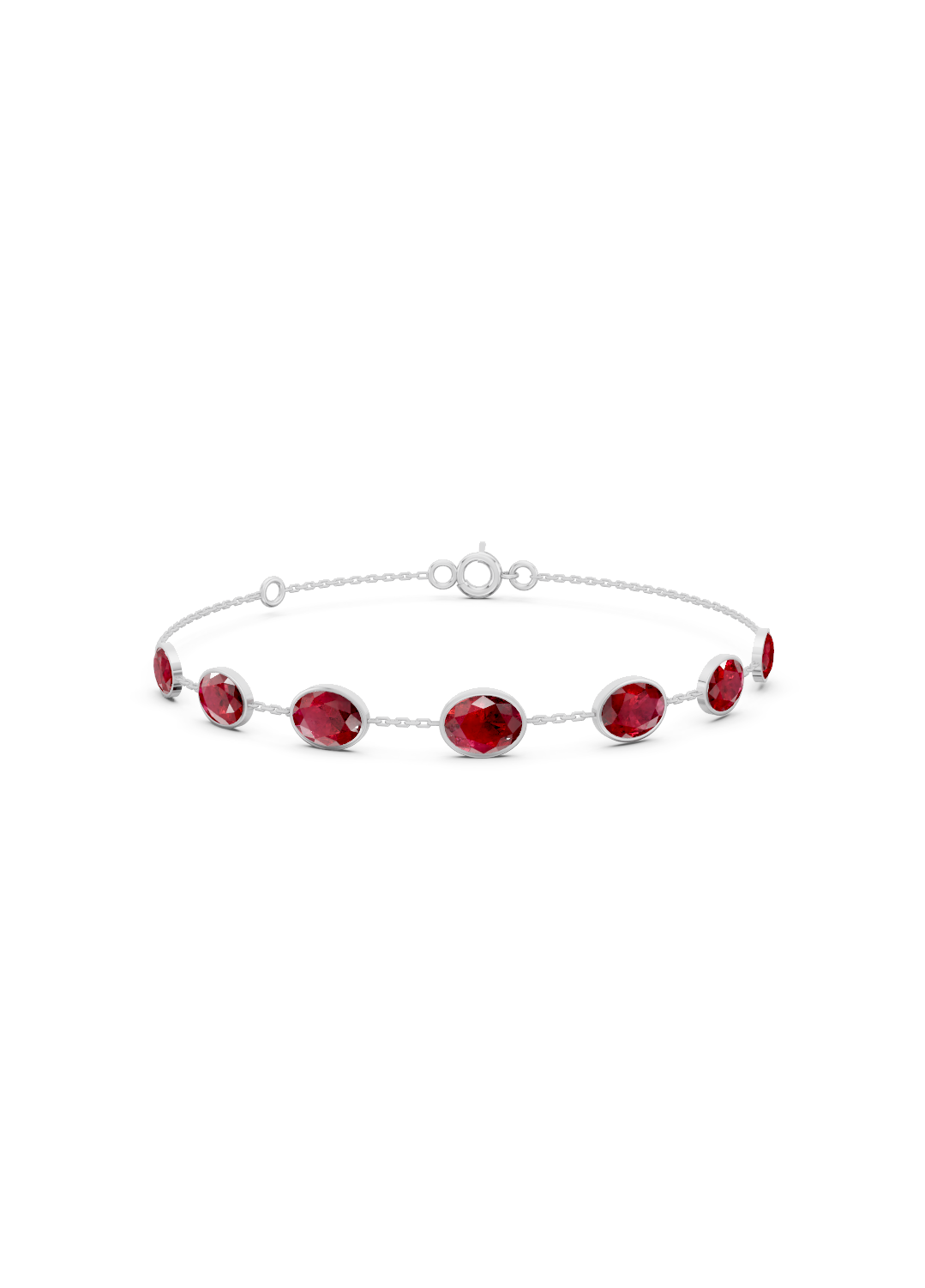 Scarlet Glow Ruby Solitaire Strand Bracelet