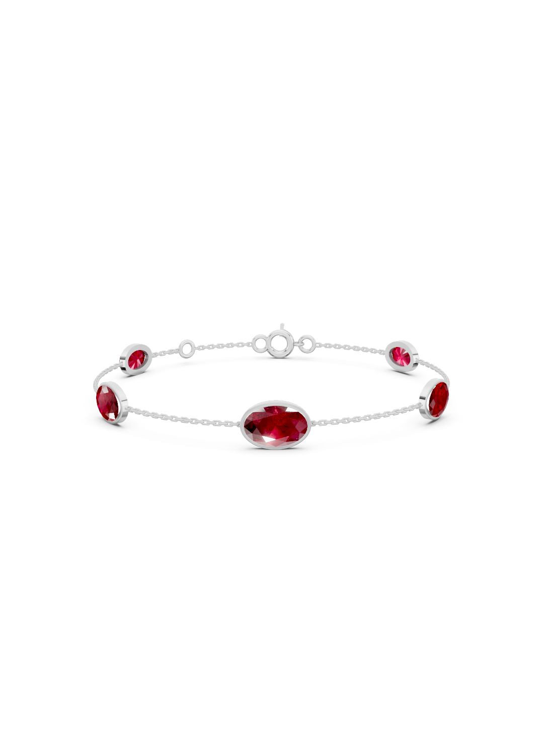 Crimson Ruby Solitaire Strand Bracelet