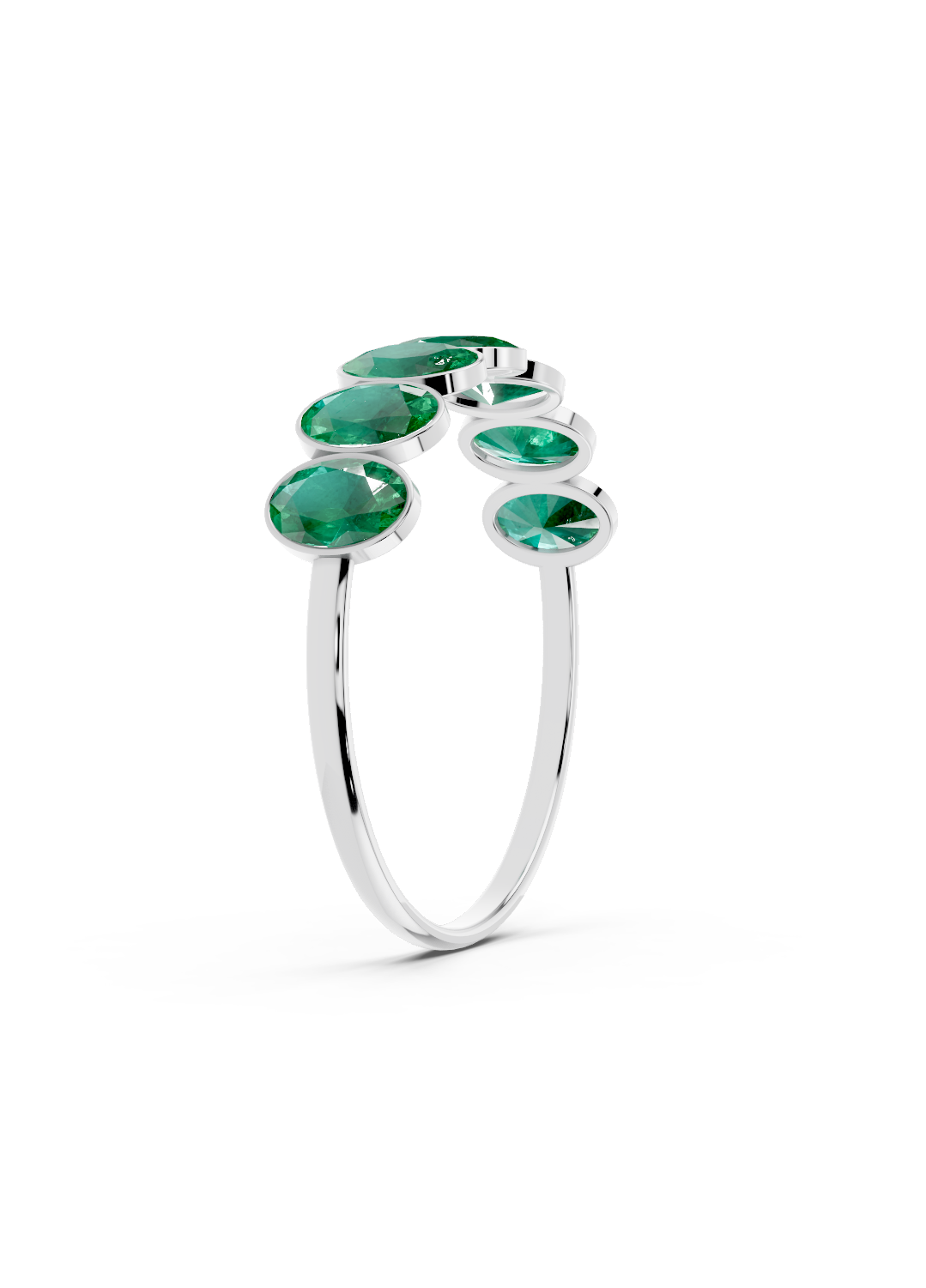 Emerald Oval Half Ring