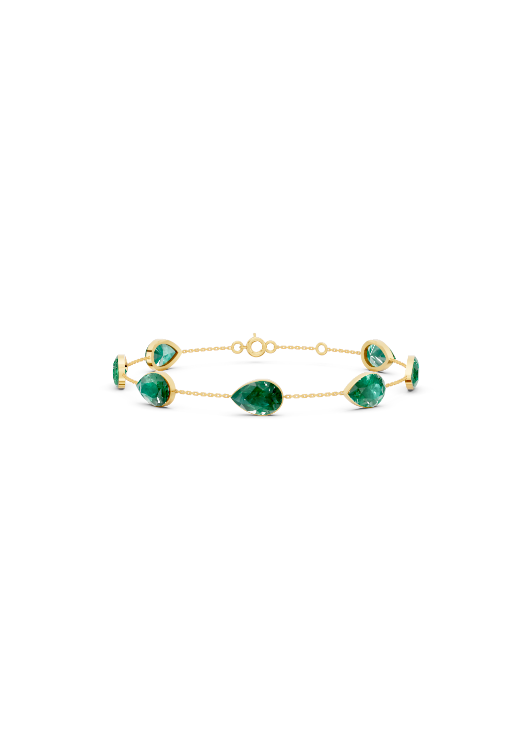 Pear-Cut Zambian Emerald Bezel-Set Delicate Bracelet