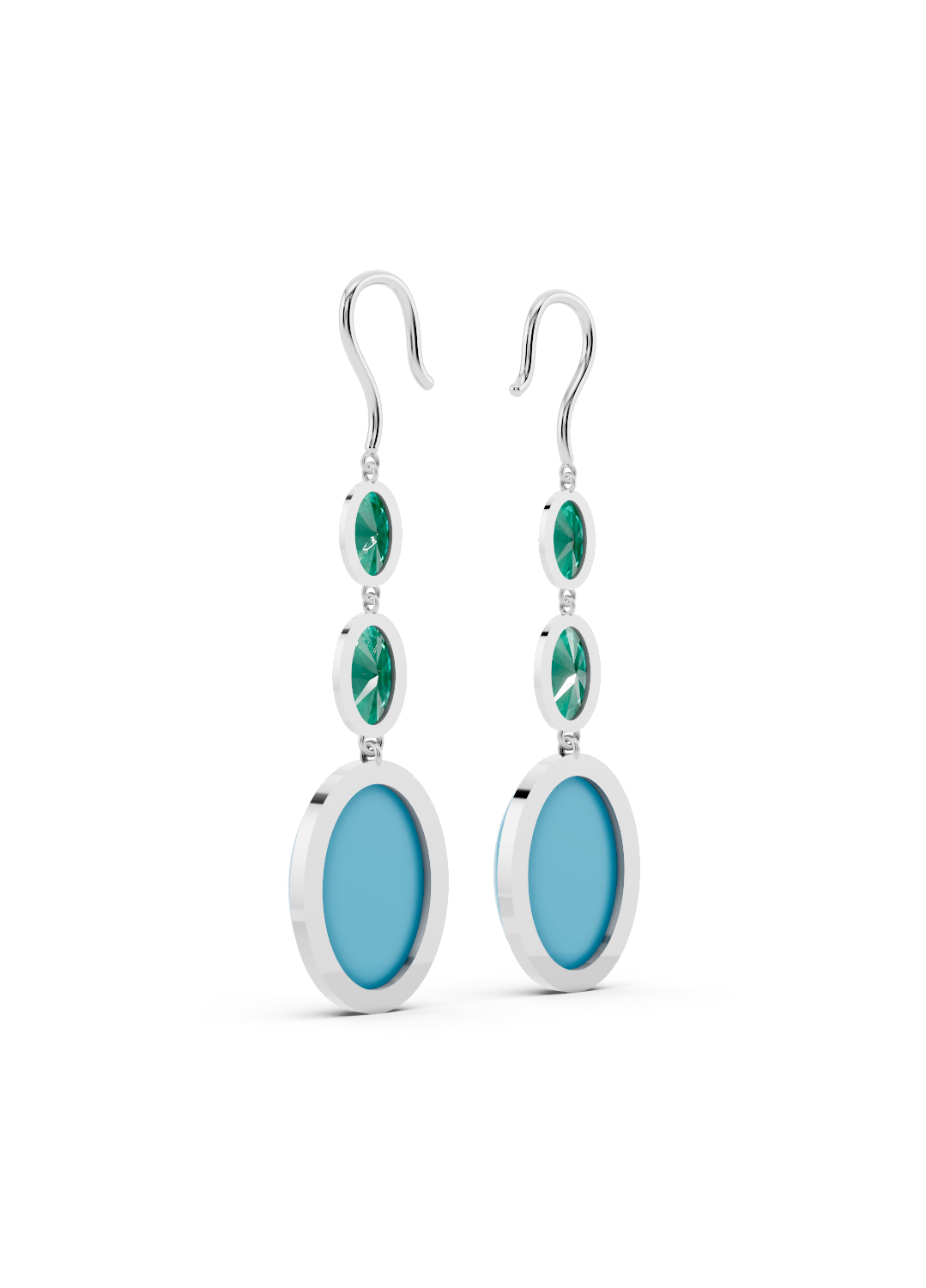 Emerald and Turquoise Drop Earrings