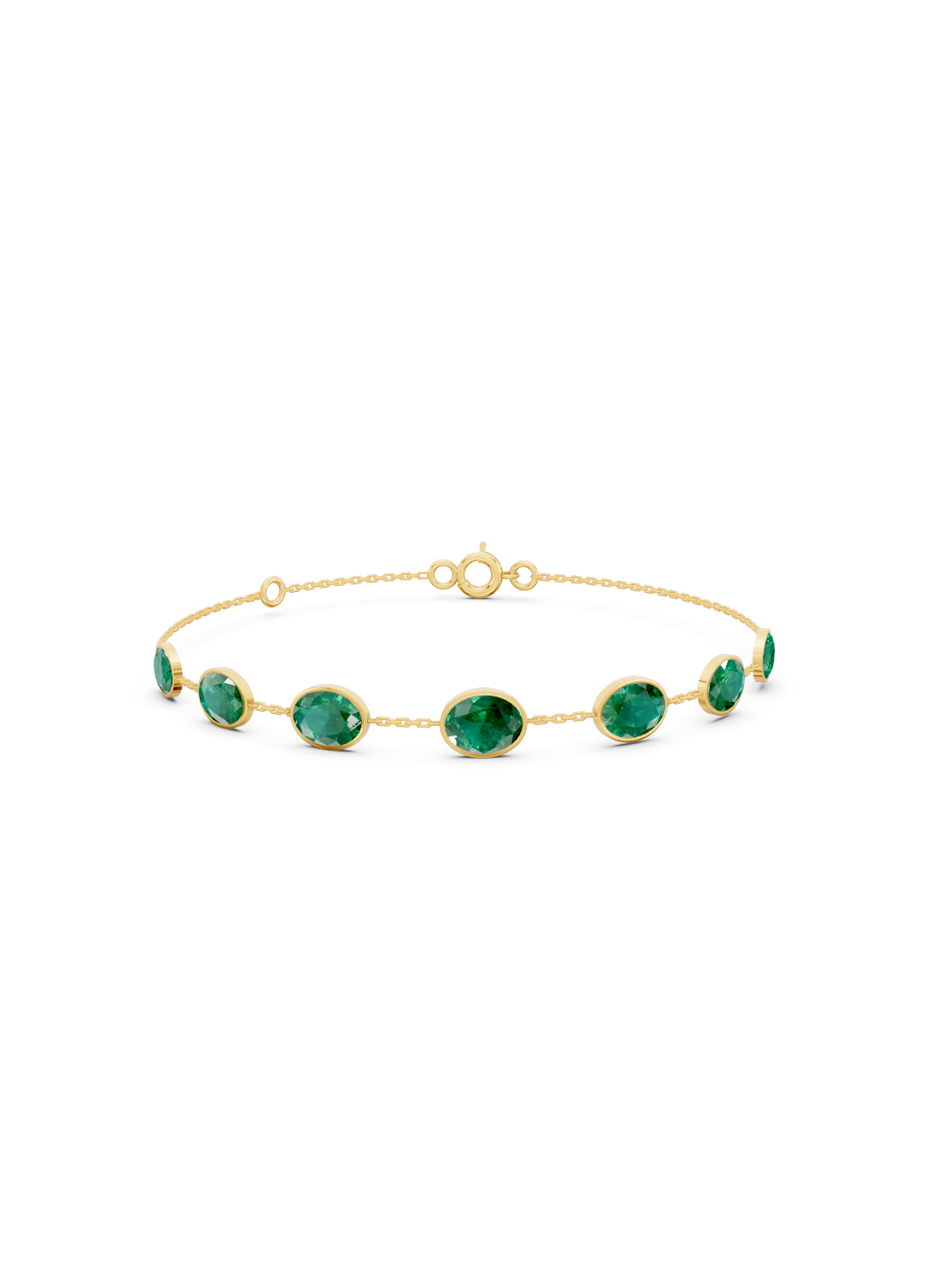 Cascading Emerald Solitaire Strand Bracelet