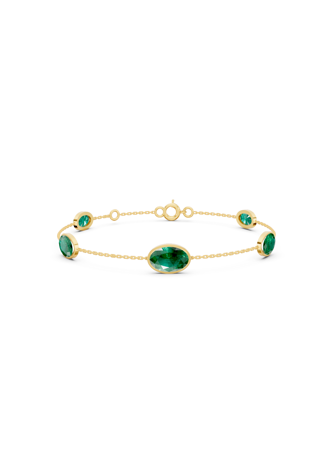 Crimson Emerald Solitaire Strand Bracelet