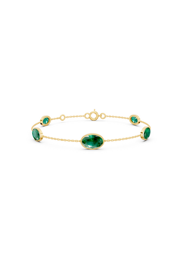 Crimson Emerald Solitaire Strand Bracelet