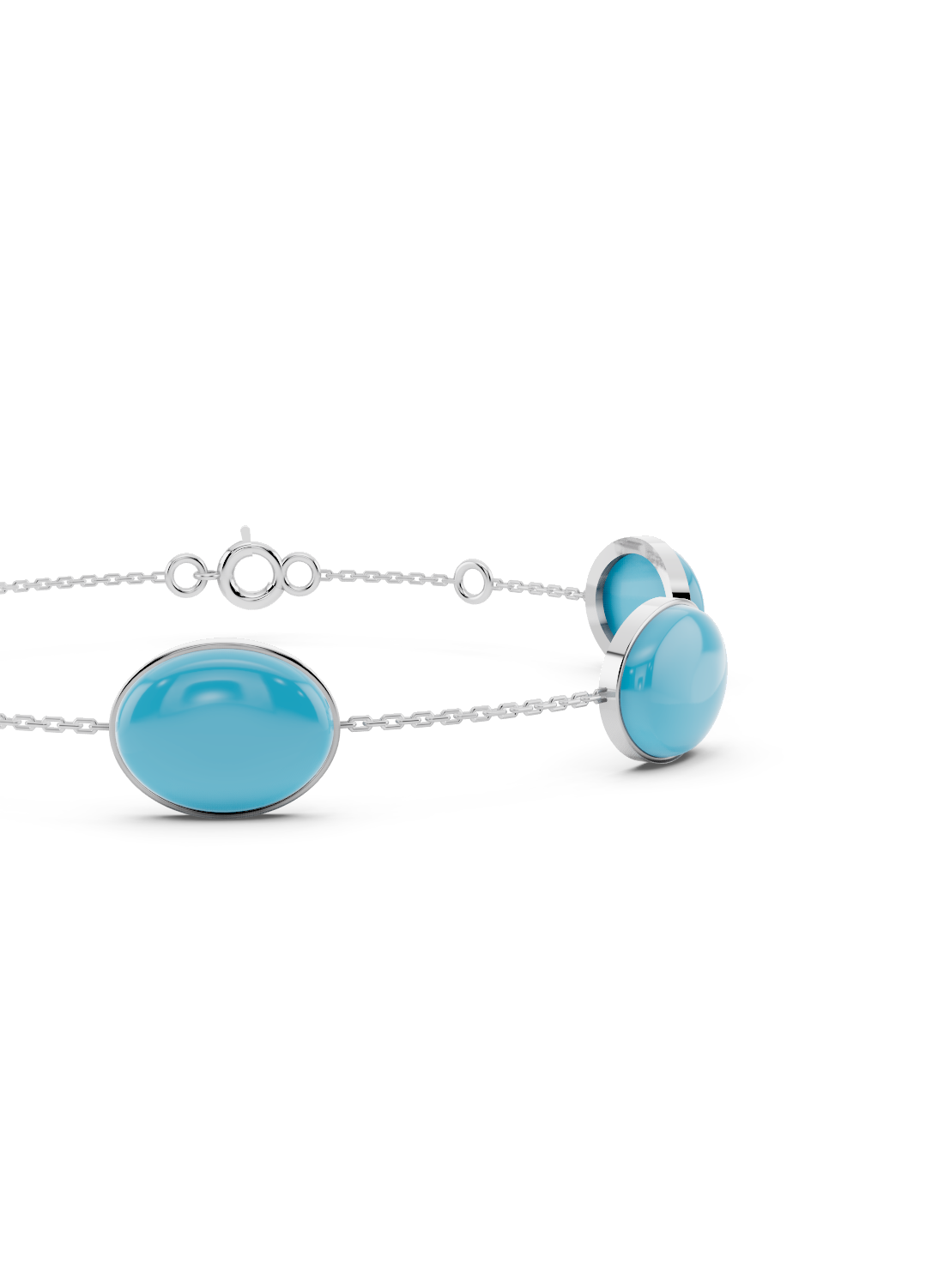 Blue Turquoise Solitaire Strand Bracelet