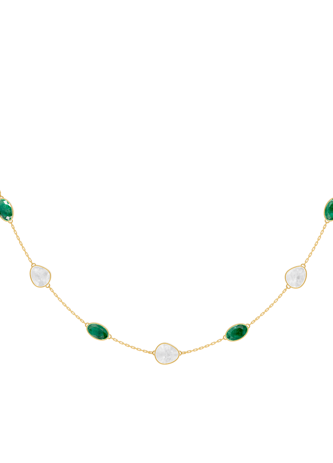 Emerald and Opal Bezel-Set Necklace