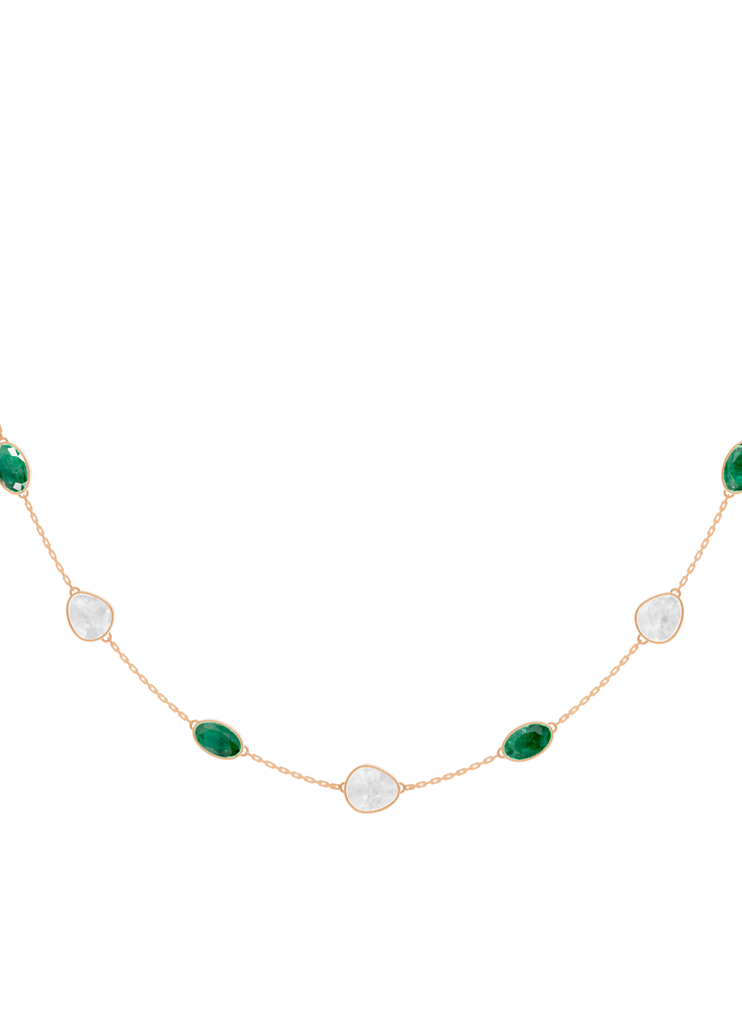 Emerald and Opal Bezel-Set Necklace