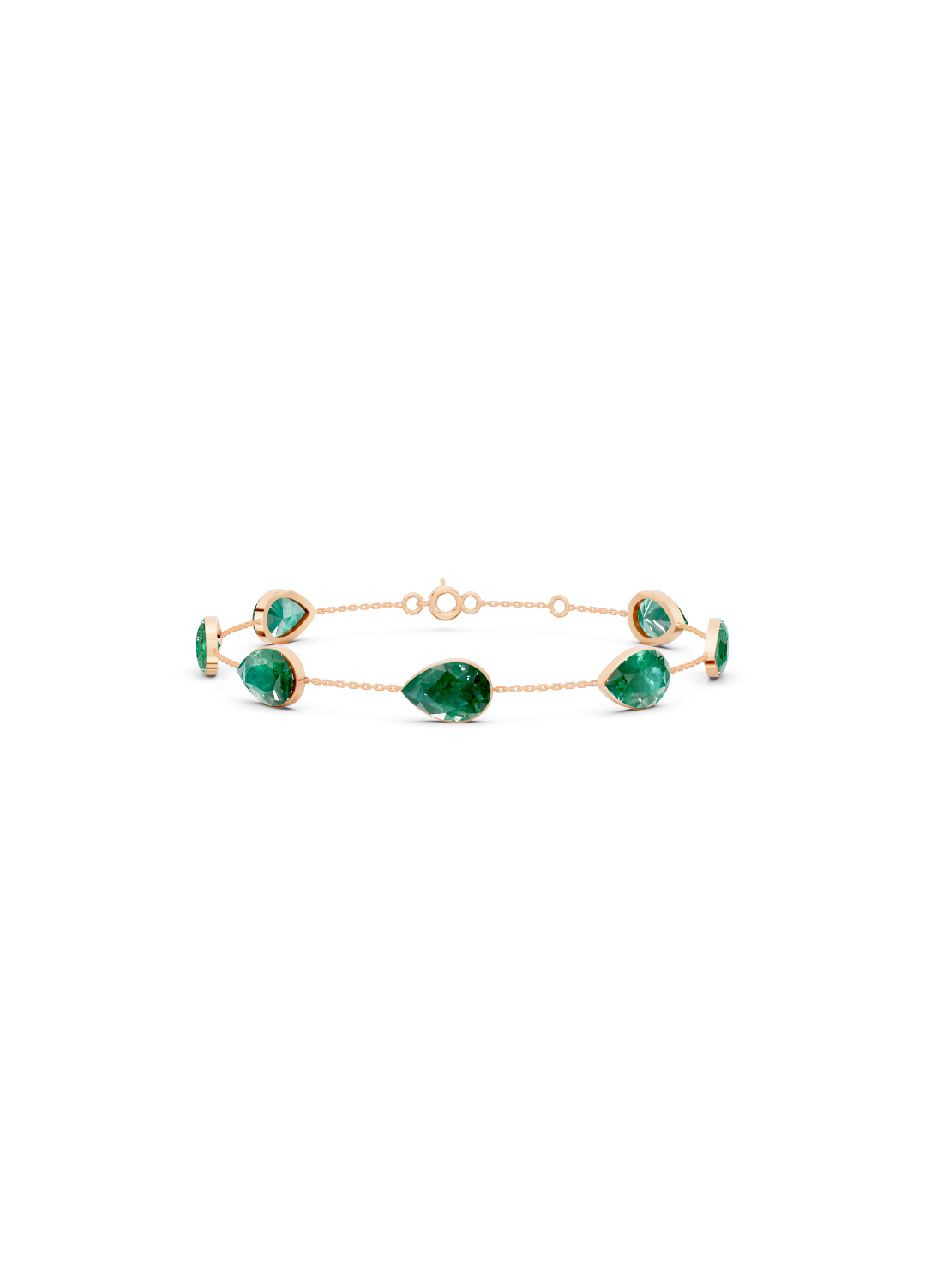Pear-Cut Zambian Emerald Bezel-Set Delicate Bracelet