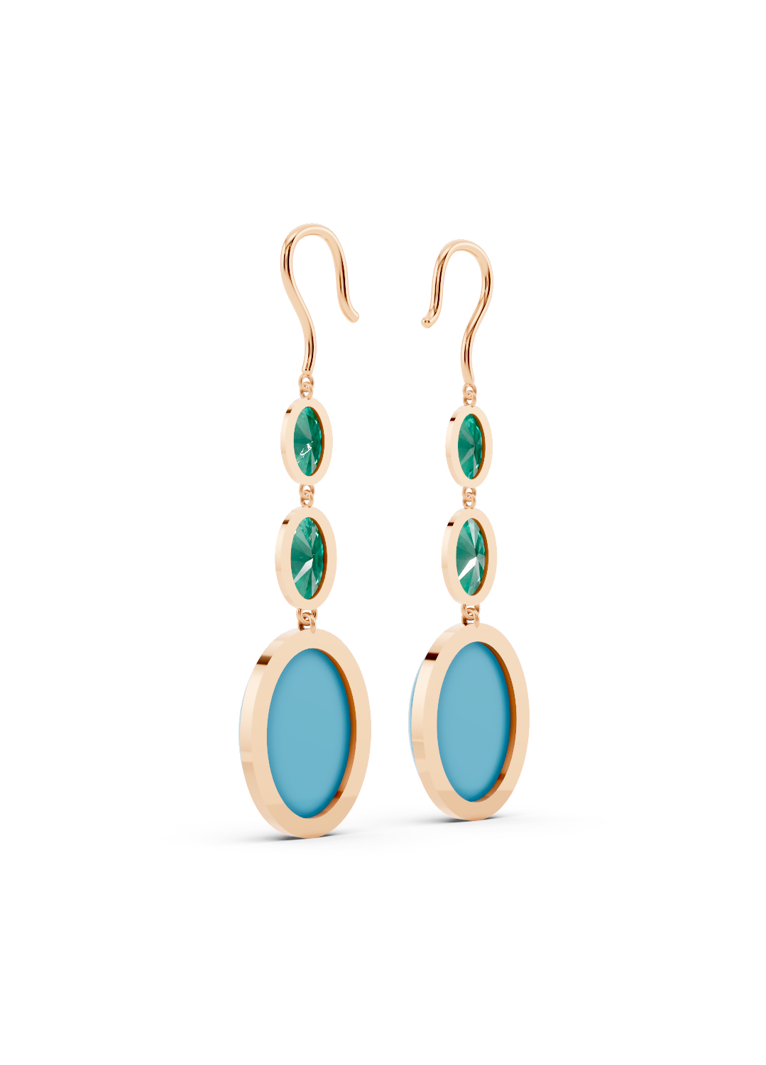 Emerald and Turquoise Drop Earrings