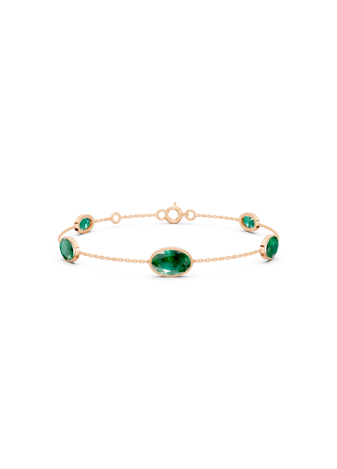 Crimson Emerald Solitaire Strand Bracelet