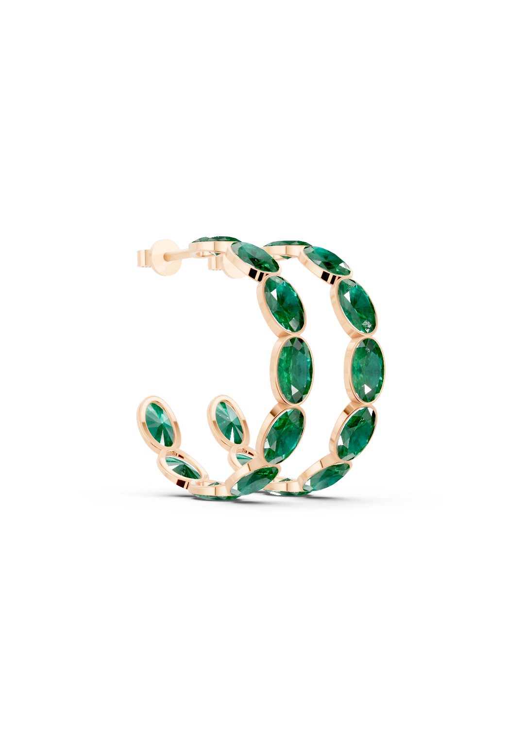 Emerald Bezel-Set Hoop Earrings