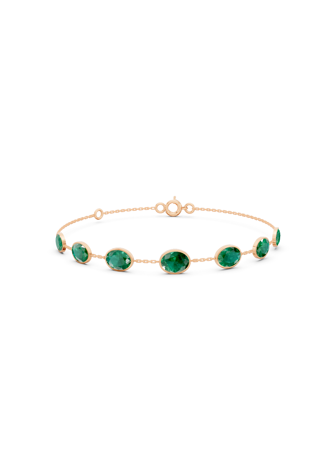 Cascading Emerald Solitaire Strand Bracelet