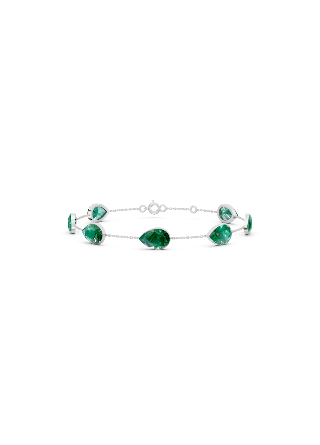 Pear-Cut Zambian Emerald Bezel-Set Delicate Bracelet