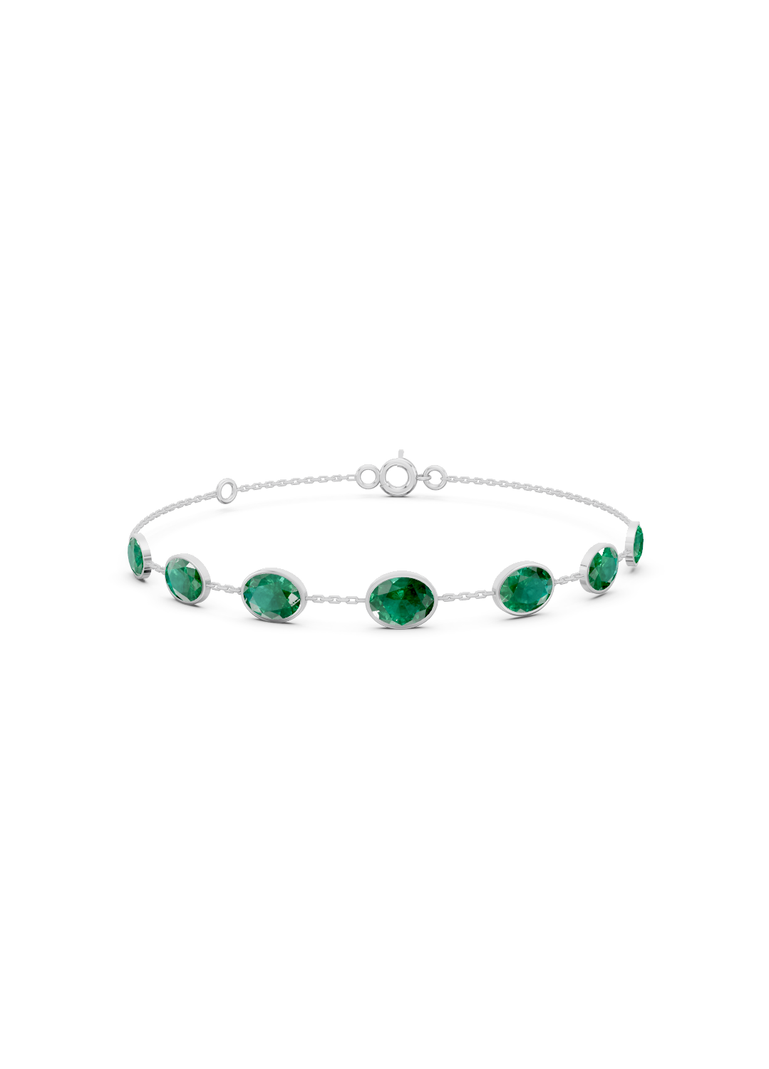 Cascading Emerald Solitaire Strand Bracelet