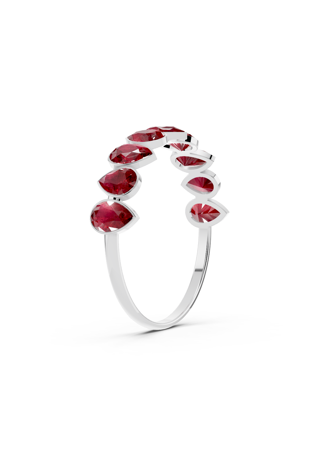 Ruby Alternating Pear Eternity Ring