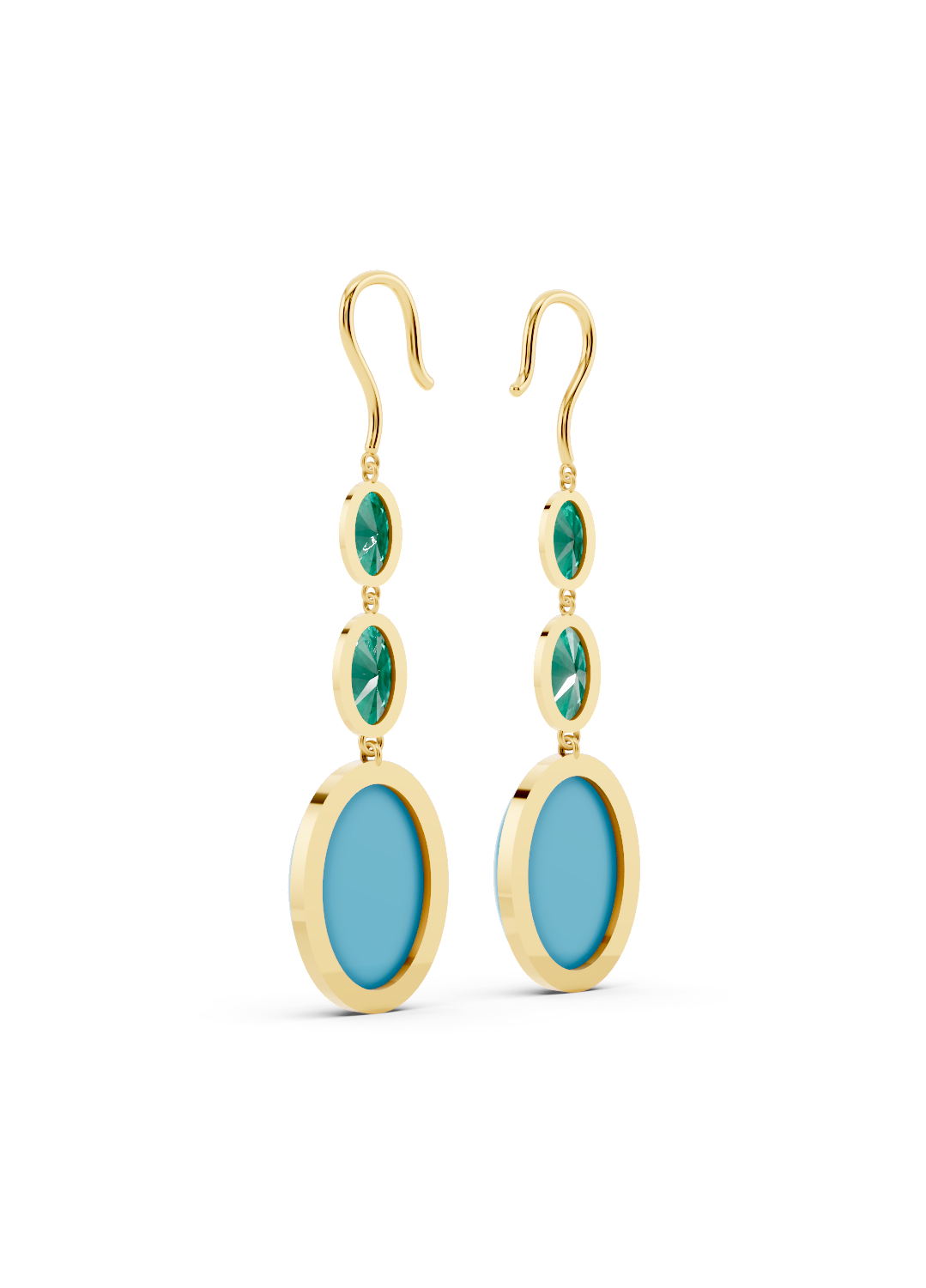 Emerald and Turquoise Drop Earrings