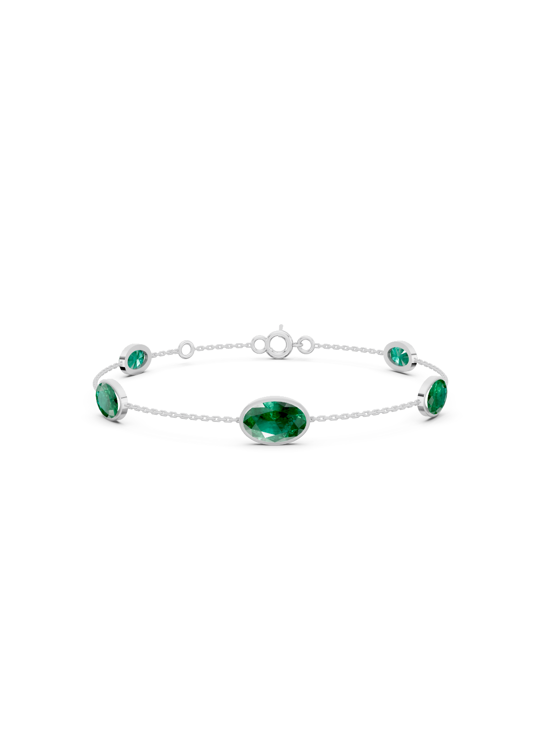 Crimson Emerald Solitaire Strand Bracelet