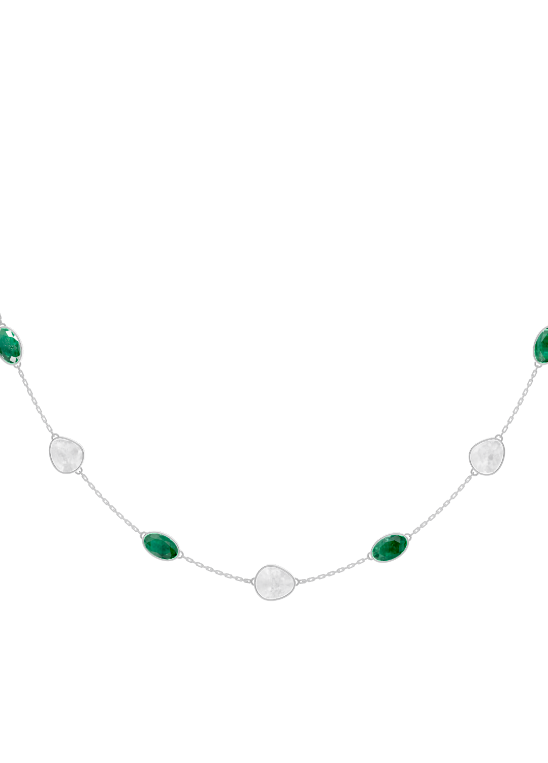 Emerald and Opal Bezel-Set Necklace