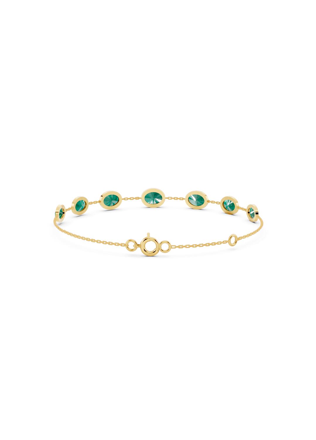 Cascading Emerald Solitaire Strand Bracelet