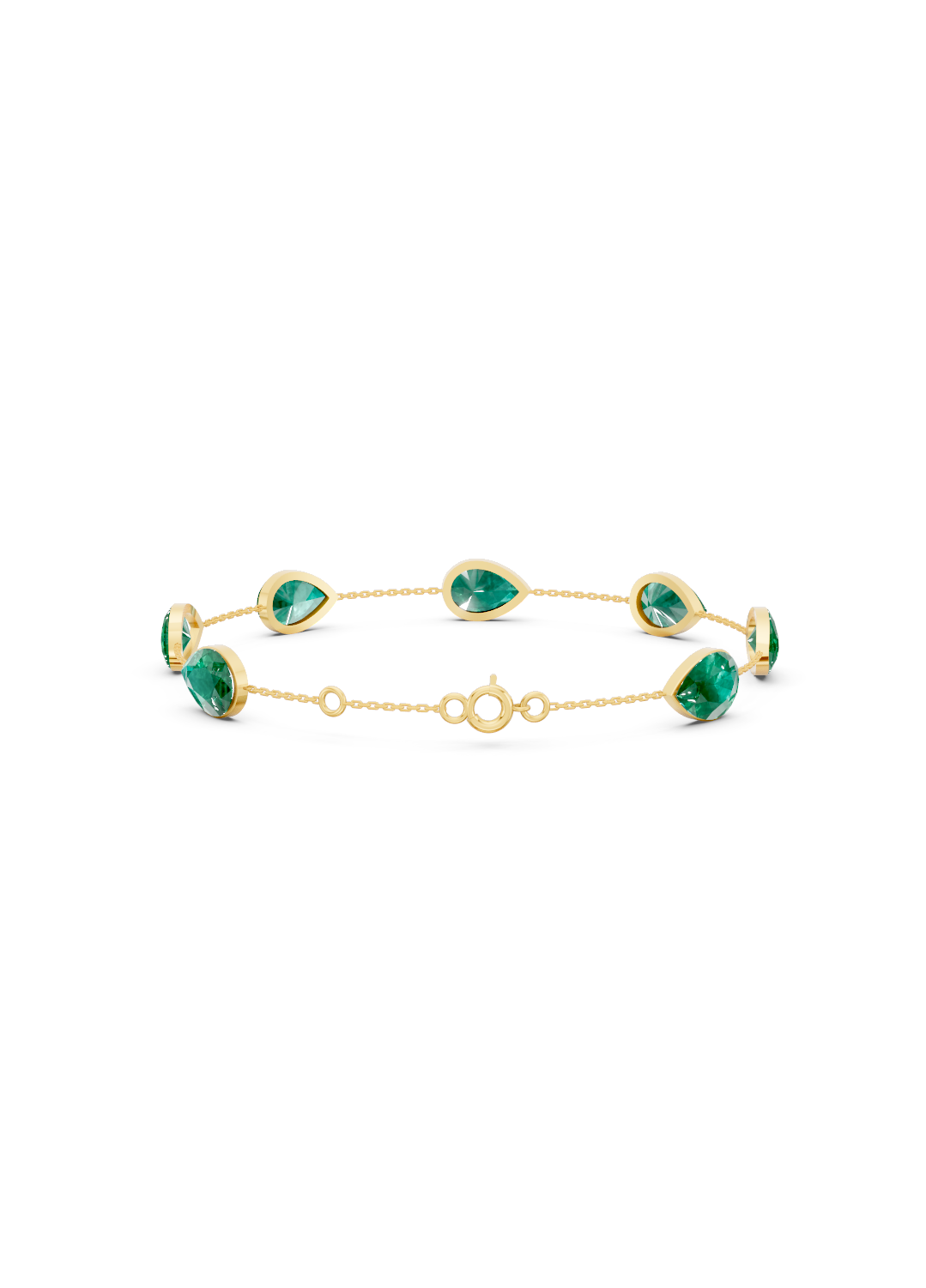 Pear-Cut Zambian Emerald Bezel-Set Delicate Bracelet